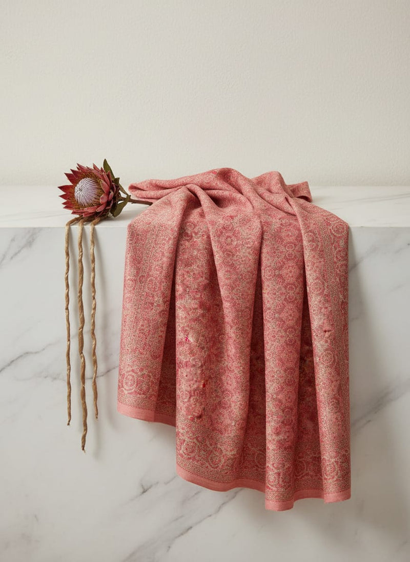Pink Damask Pashmina Printed Fabric