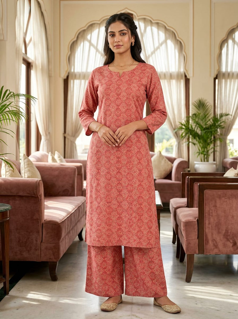 Pink Intricate Ethnic Paisley Pashmina Digital Printed Fabric
