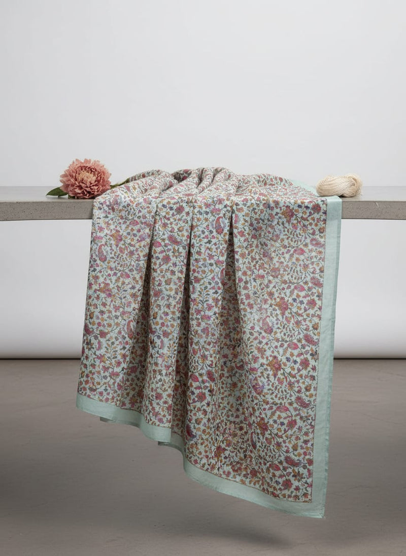 Sky Blue Paisley Pashmina Printed Fabrick