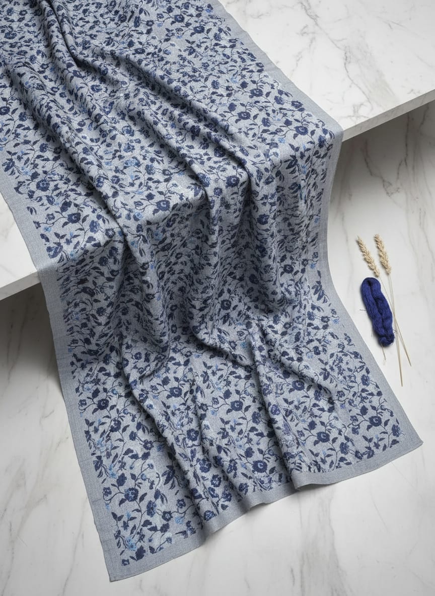 Off Gray Liberty Pashmina Printed Fabric