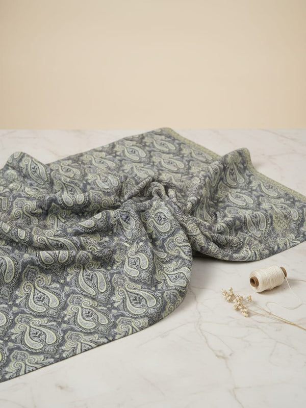 Gray Paisley Pashmina Printed Fabric