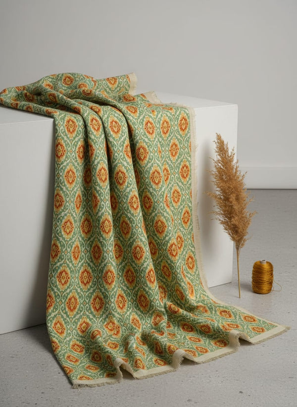 Cream Damask Pashmina Printed Fabric - Fabric Editorial Studio Flatlay Lookbook - POPA-0-MA012470-108