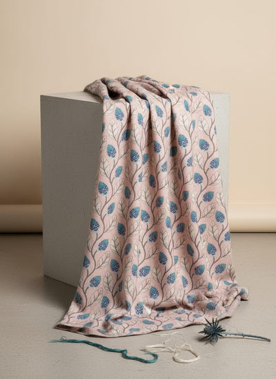 Peach Leaves Pashmina Printed Fabric