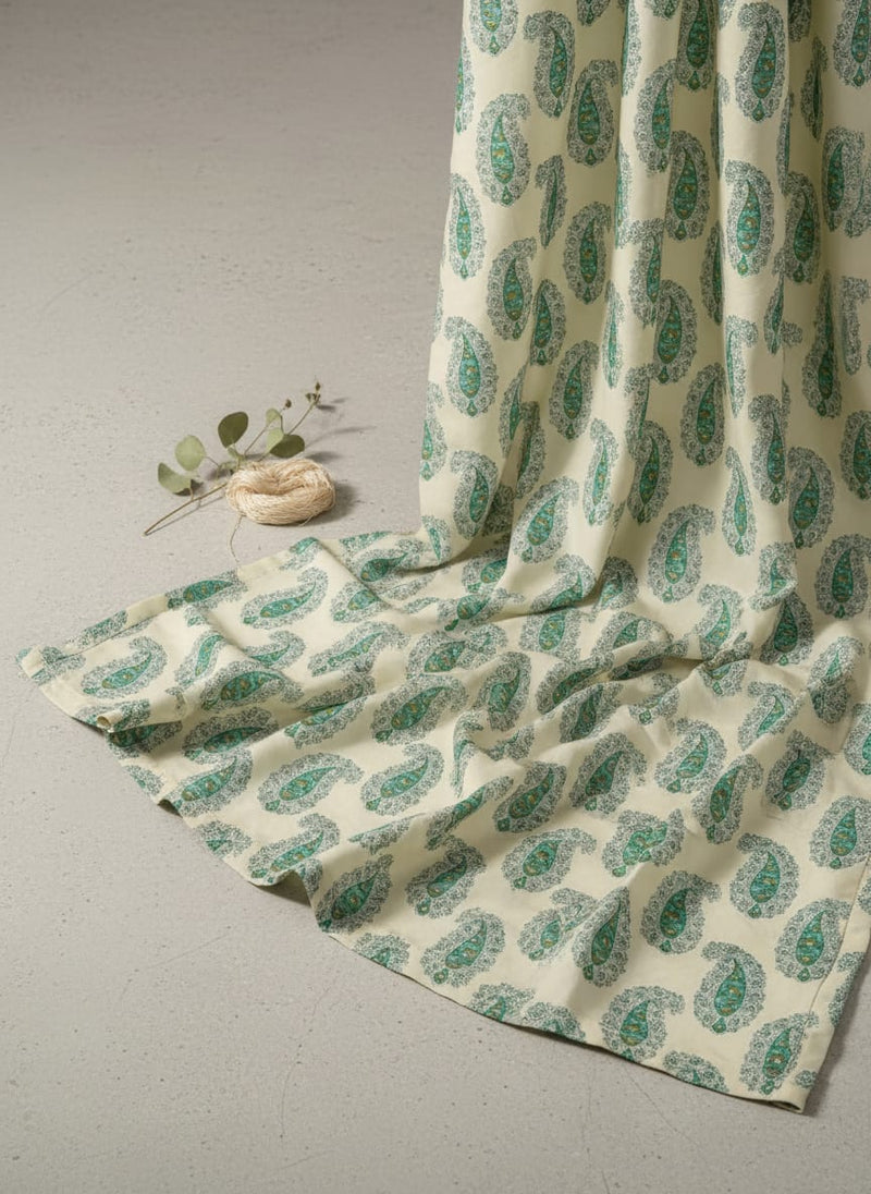 Cream Paisley Weightless Printed Fabric