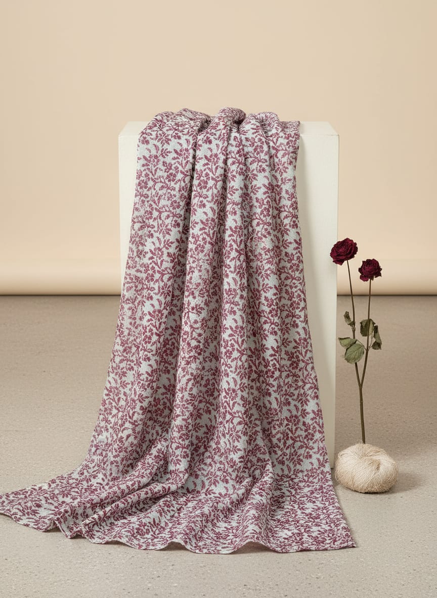 Off White Flower Silk Crepe Printed Fabric