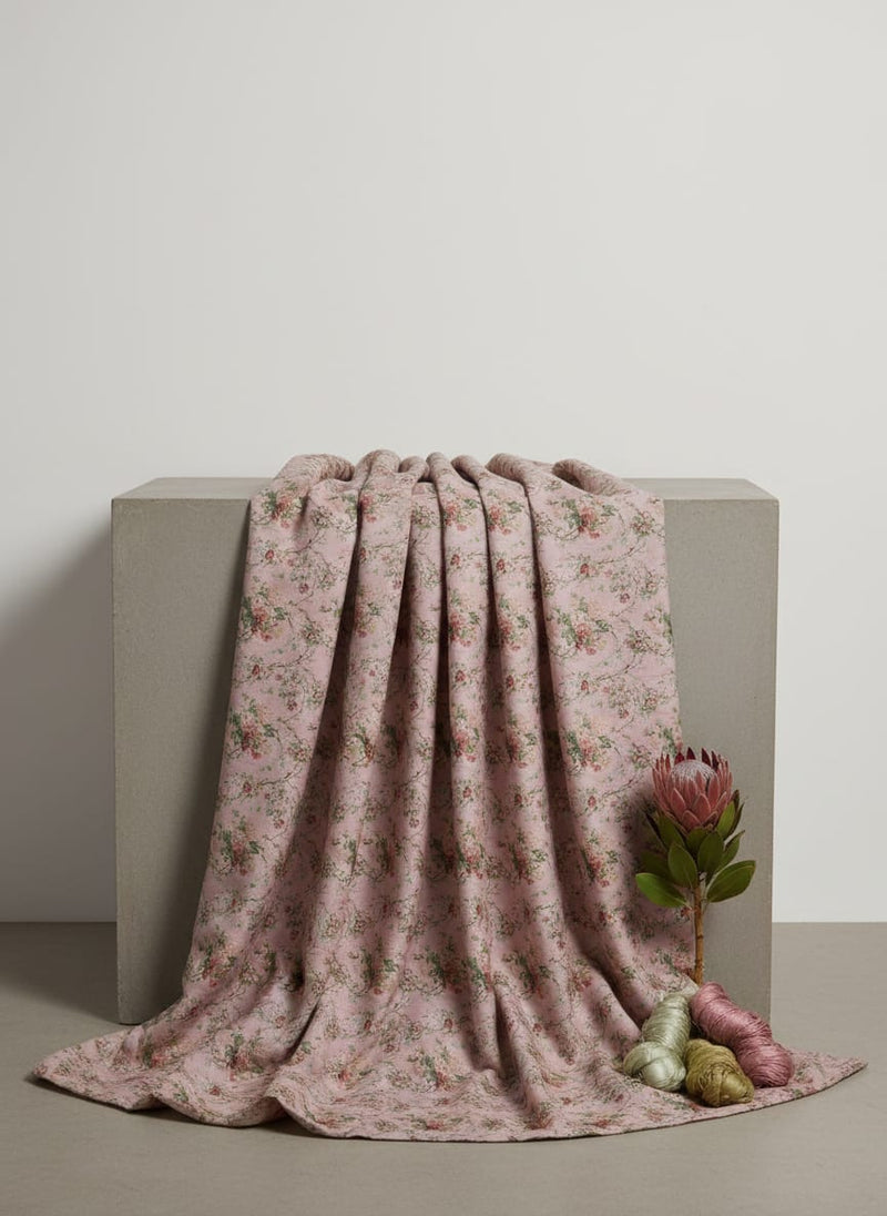 Mauve Flower Pashmina Printed Fabric