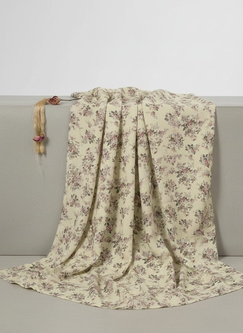 Light Tan Flower Weightless Printed Fabric