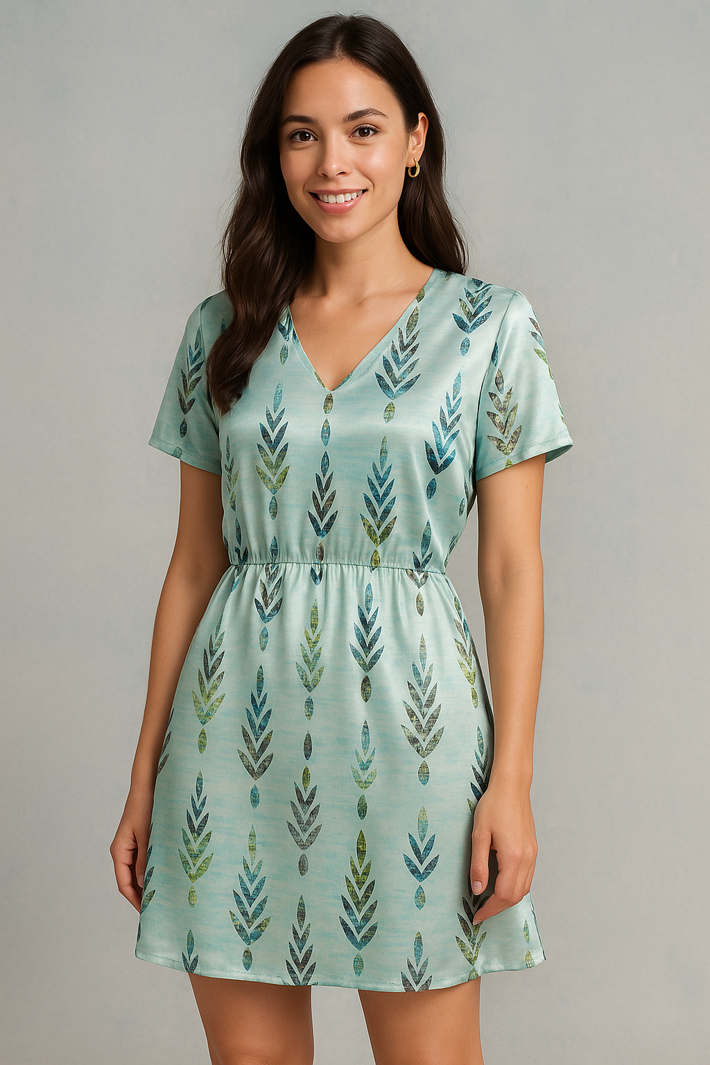 Leaf Print Satin Fabric