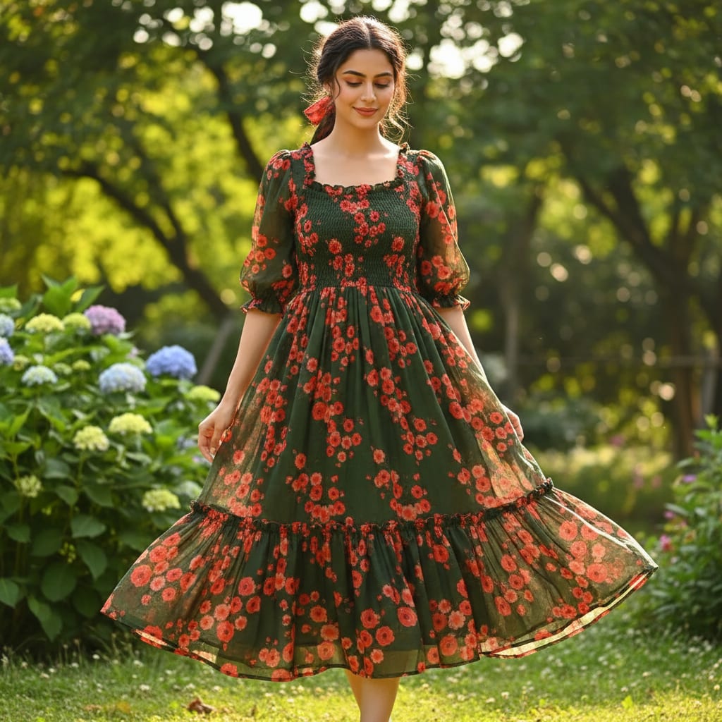 Tusser Silk Digital Printed Fabric in Beautiful Floral & Ditsy Patterns