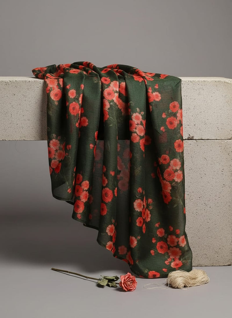 Tusser Silk Digital Printed Fabric in Beautiful Floral & Ditsy Patterns
