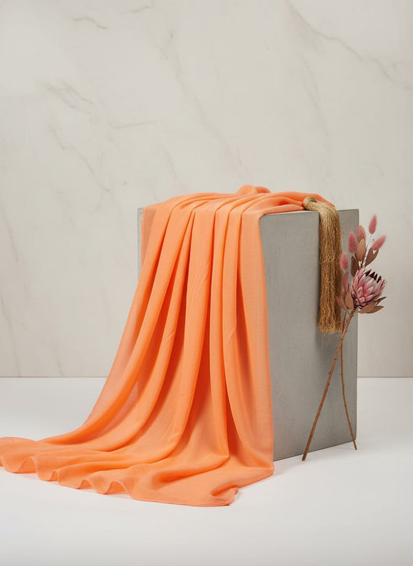Viscose Chinon Solid Dyed Fabric in Dark Peach Color - Fabric Editorial Studio Flatlay Lookbook - PLPC-0-PL1969-108