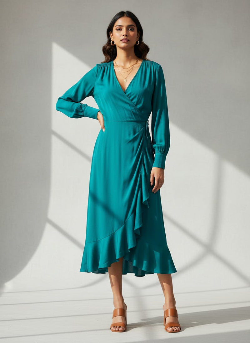 Solid Dyed Natural Crepe Fabric in Rama Color