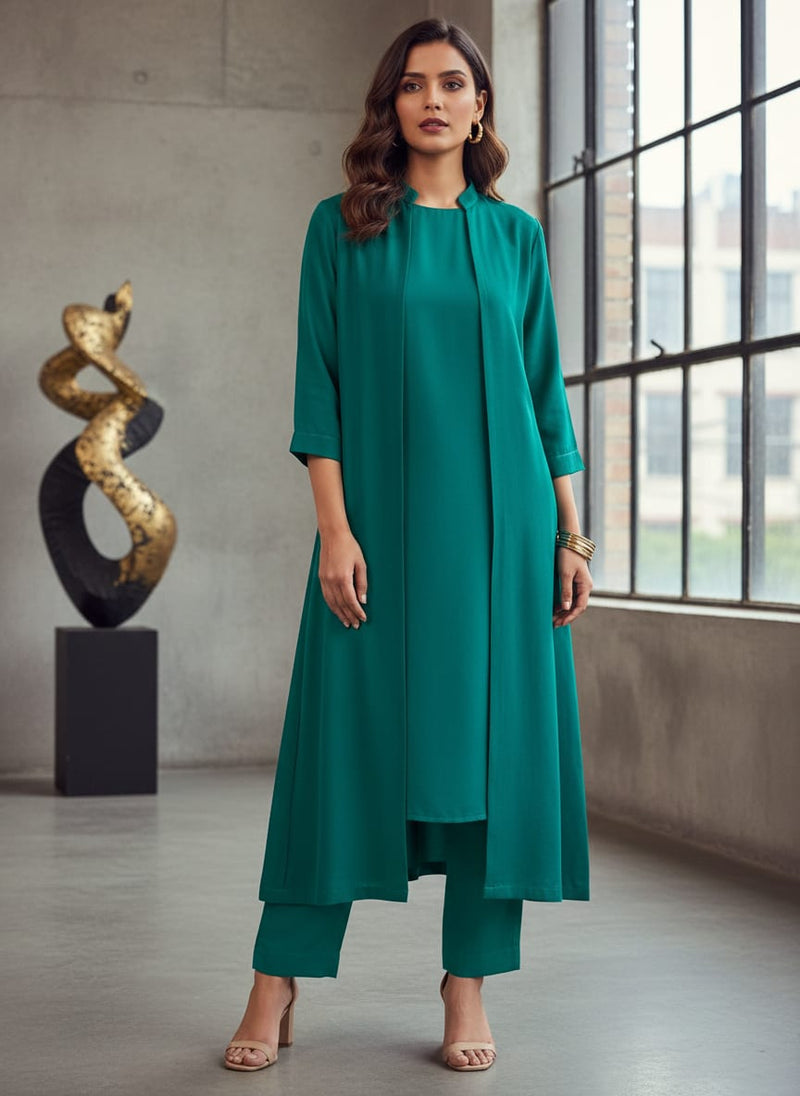 Solid Dyed Natural Crepe Fabric in Rama Color