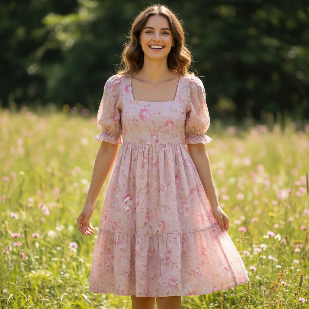 Pure Cotton Digital Printed Fabrics in Light Pink and Floral Leaves Pattern