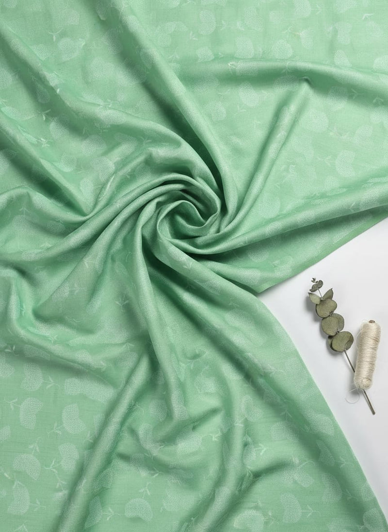 Chanderi Digital Printed Fabric with Decorative Butti Pattern in Green