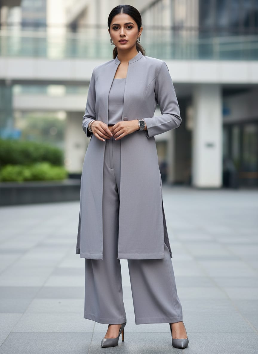 Gray Plain American Crepe Solid Fabric
