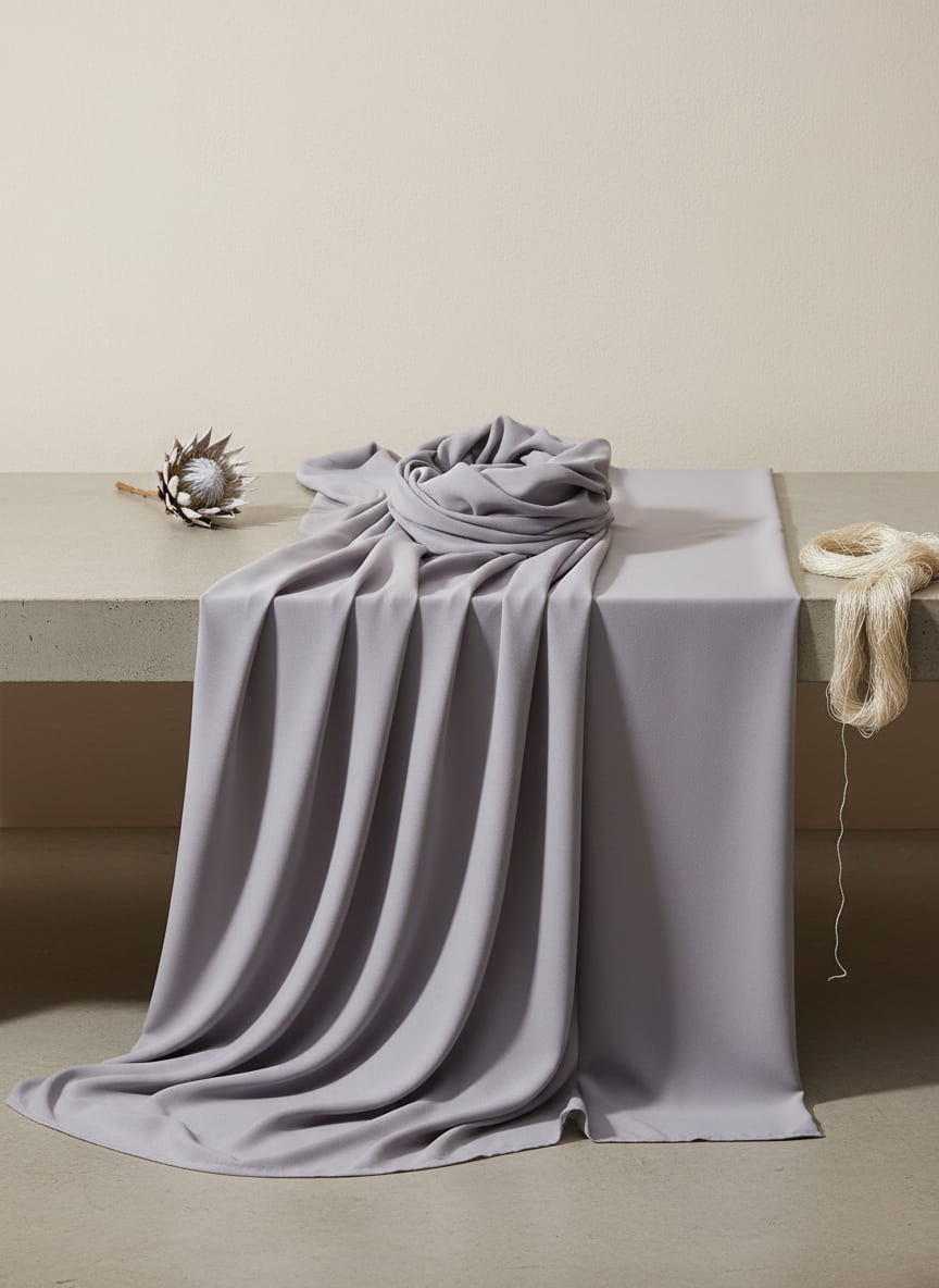 Gray Plain American Crepe Solid Fabric