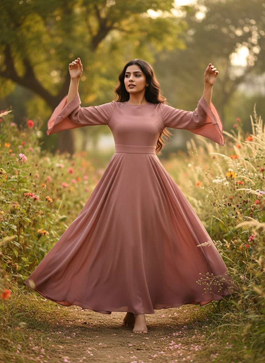 Peach Plain American Crepe Solid Fabric