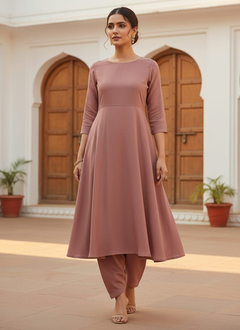 Peach Plain American Crepe Solid Fabric