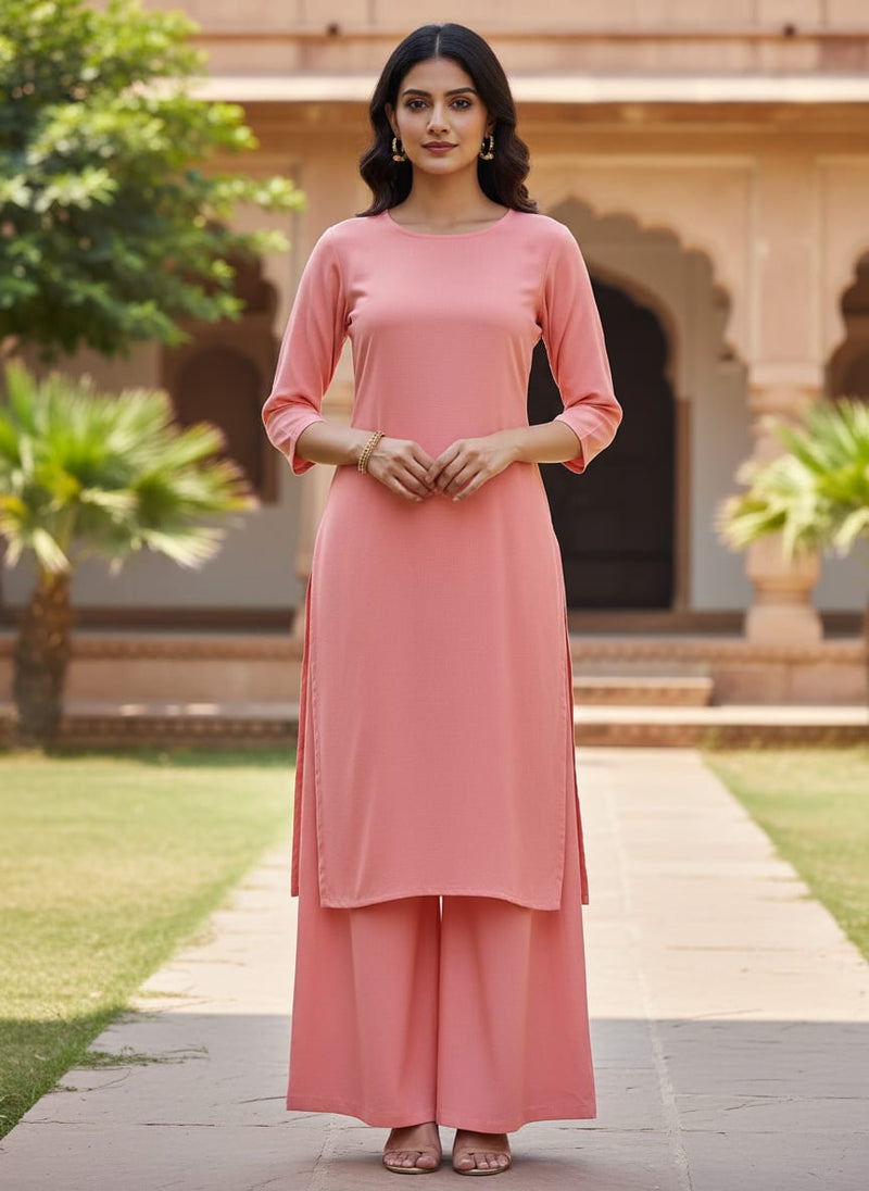 Pink Plain American Crepe Solid Fabric