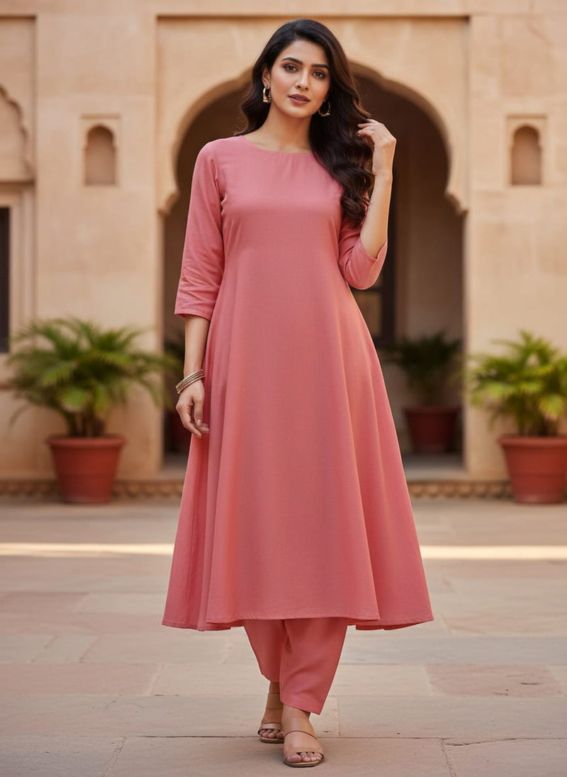 Pink Plain American Crepe Solid Fabric