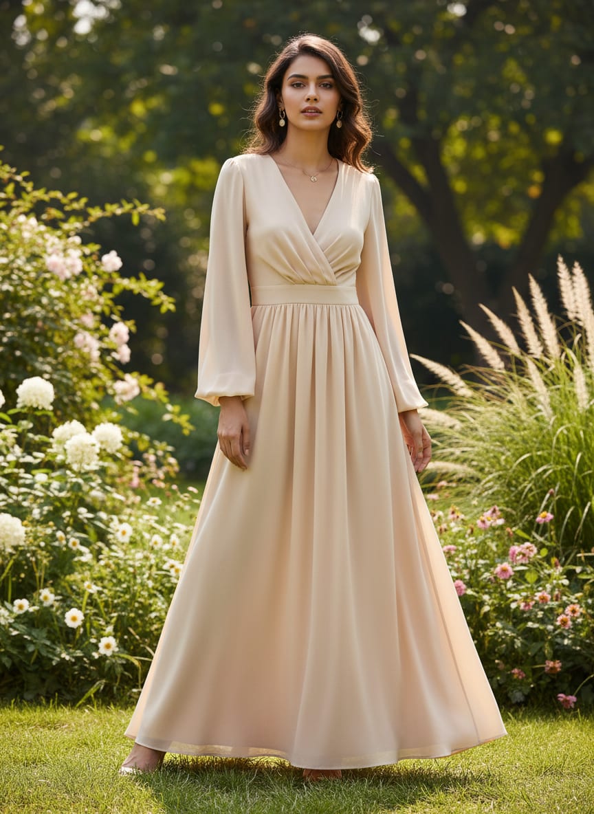 Cream Plain American Crepe Solid Fabric