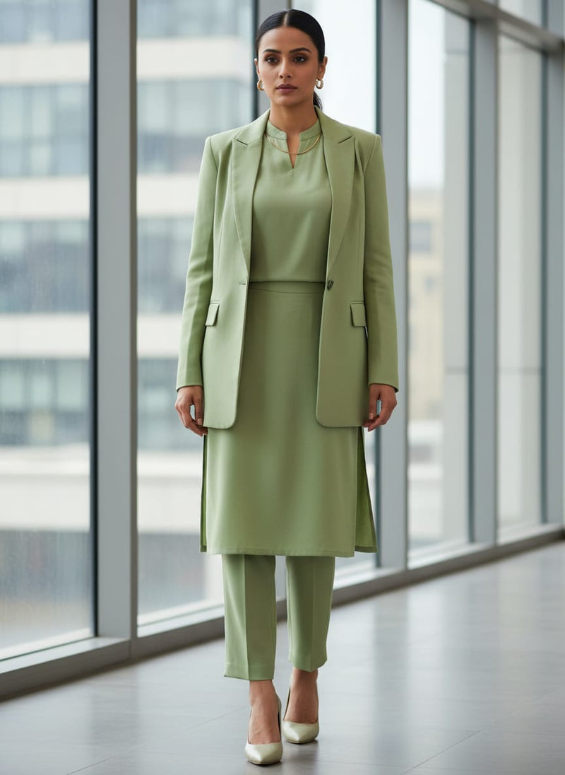 Green Plain American Crepe Solid Fabric