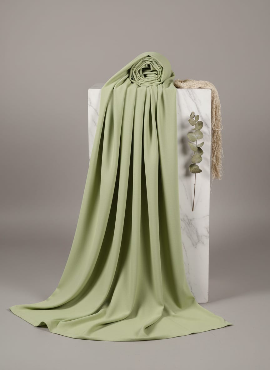 Green Plain American Crepe Solid Fabric