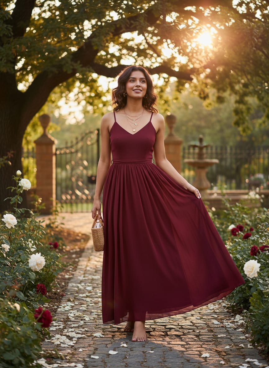 Maroon Red Plain Georgette Solid Fabric