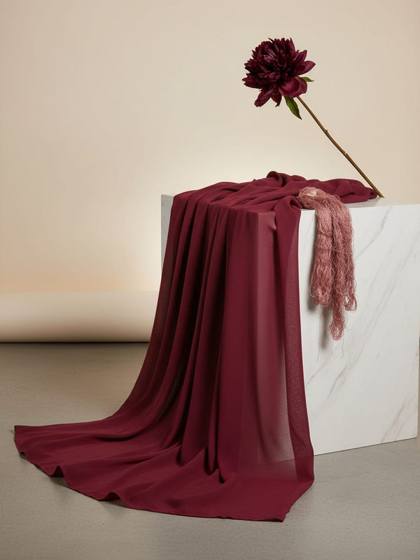 Maroon Red Plain Georgette Solid Fabric
