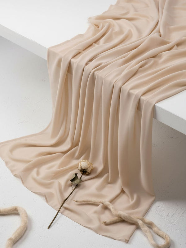 Cream Plain Georgette Solid Fabric