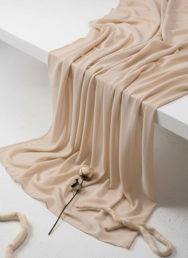 Cream Plain Georgette Solid Fabric - Fabric Editorial Studio Flatlay Lookbook - PLG-0-FVS2022674-110