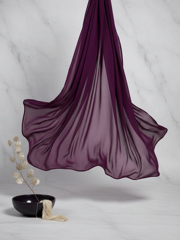 Wine Plain Georgette Solid Fabric