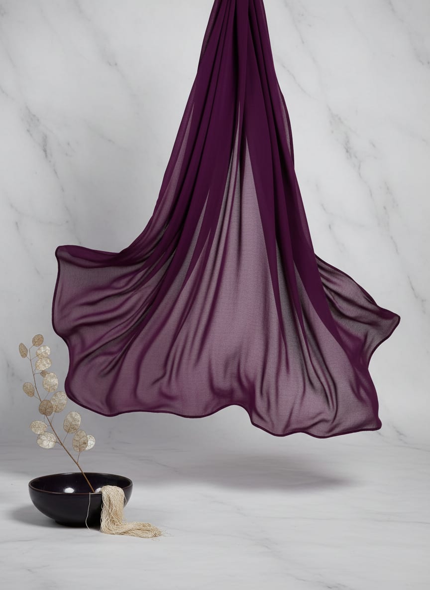 Wine Plain Georgette Solid Fabric