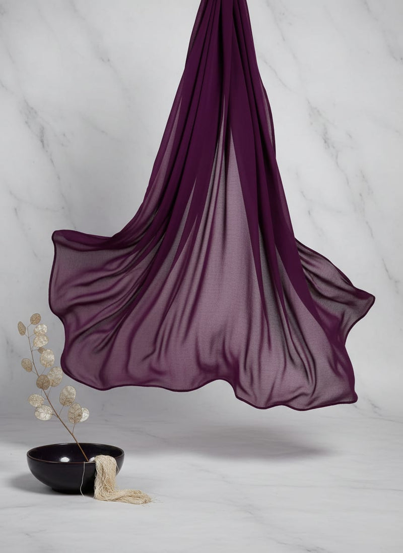 Wine Plain Georgette Solid Fabric