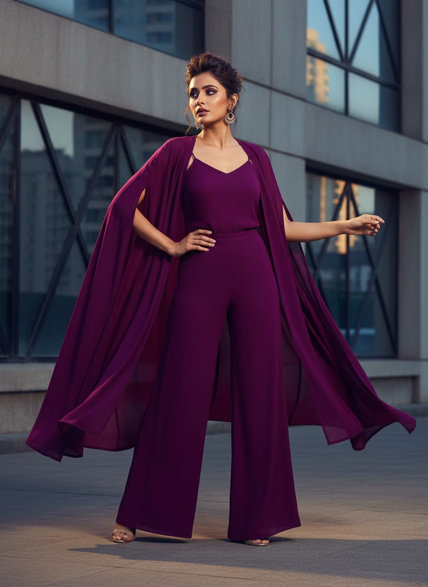 Wine Plain Georgette Solid Fabric