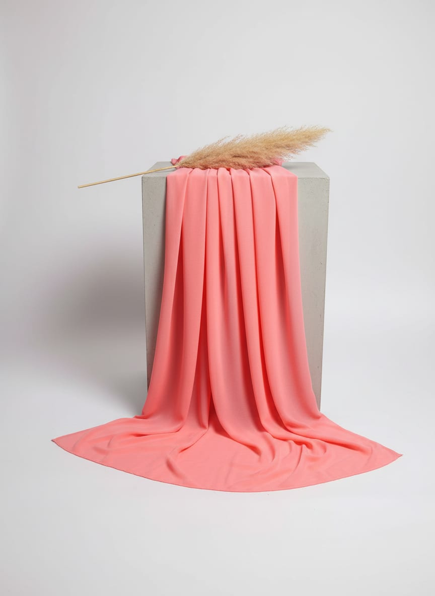 Peach Plain Georgette Solid Fabric