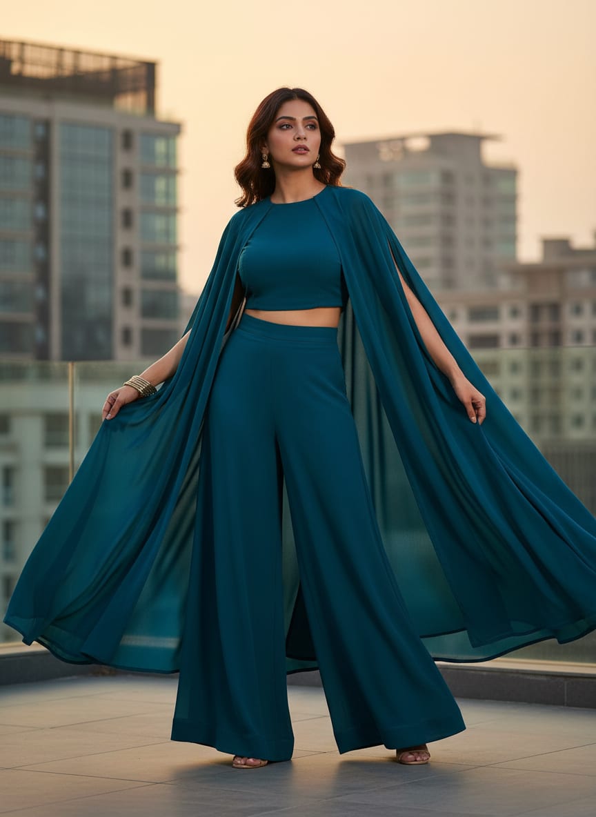 Blue Plain Georgette Solid Fabric