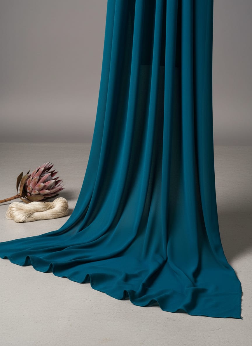 Blue Plain Georgette Solid Fabric