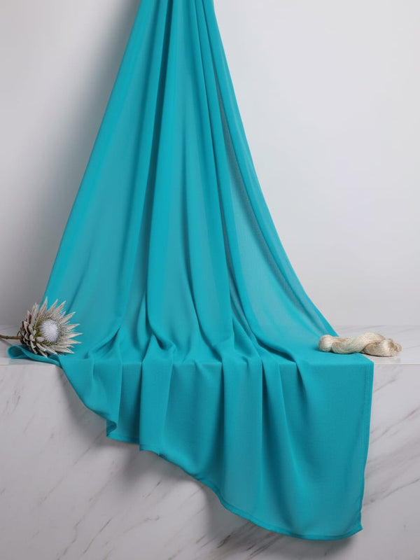 Blue Plain Georgette Solid Fabric