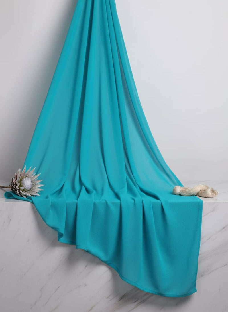 Blue Plain Georgette Solid Fabric