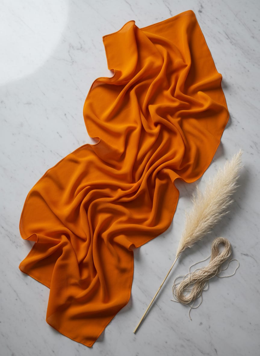 Orange Plain Georgette Solid Fabric