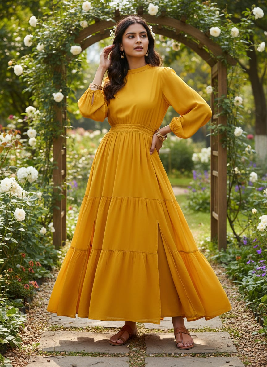 Yellow Plain Georgette Solid Fabric