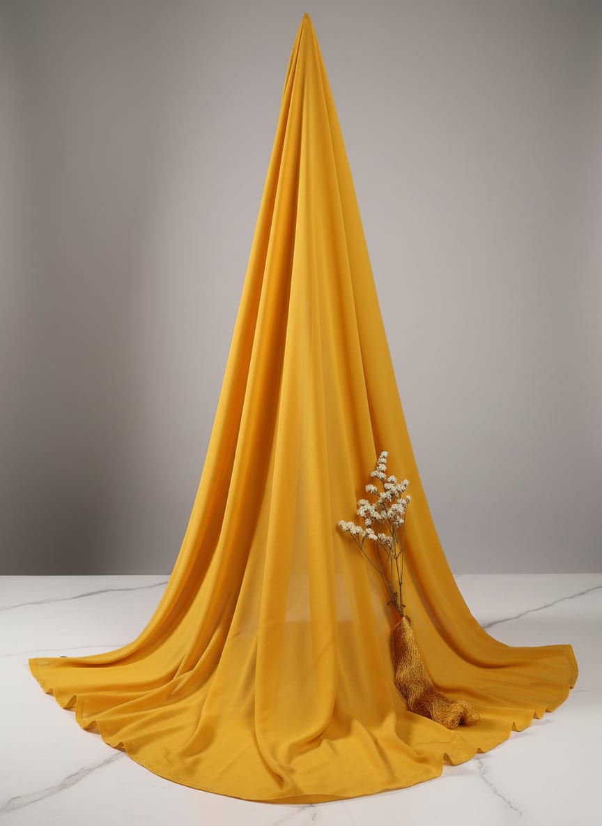 Yellow Plain Georgette Solid Fabric