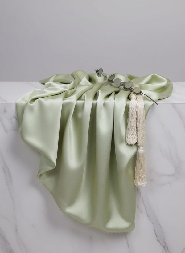 Sage Green Plain Japan Satin Solid Fabric - Fabric Editorial Studio Flatlay Lookbook - PLJS-0-FVS2022683-110