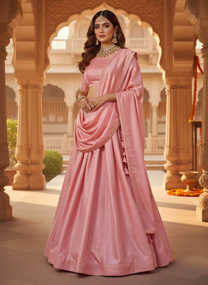 Pink Plain Japan Satin Solid Fabric