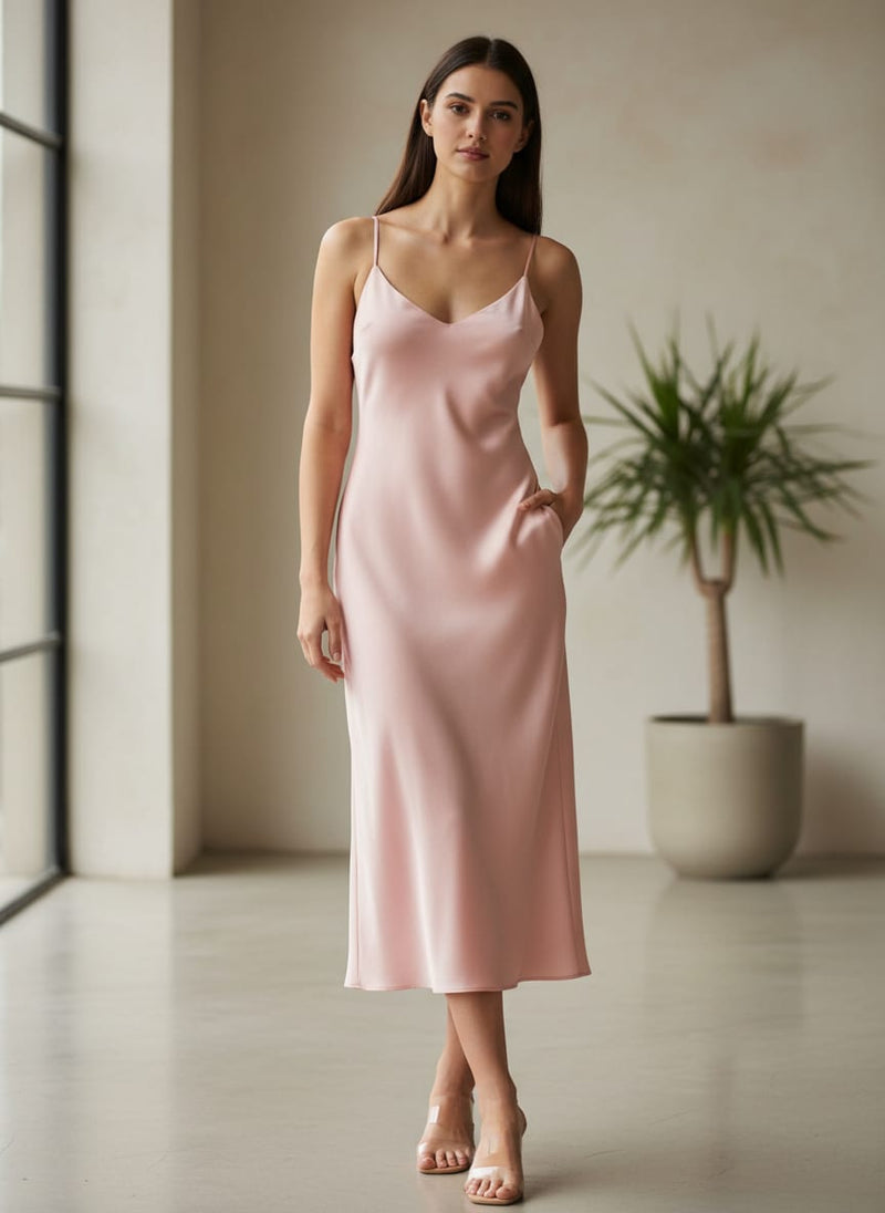 Pink Plain Japan Satin Solid Fabric