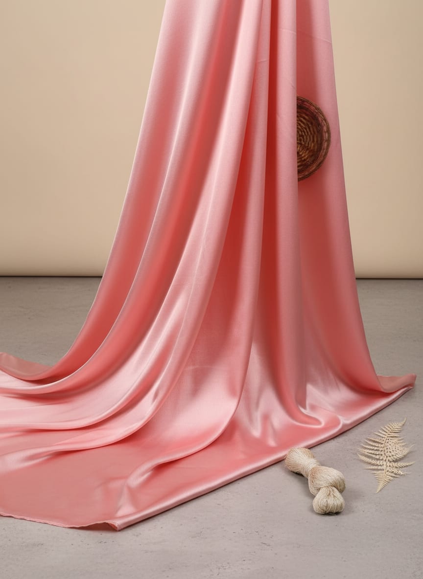 Pink Plain Japan Satin Solid Fabric