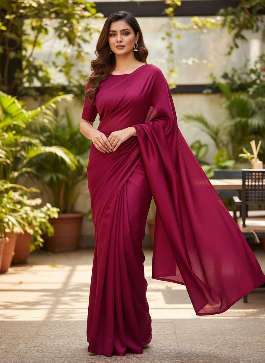 Maroon Plain Japan Satin Solid Fabric