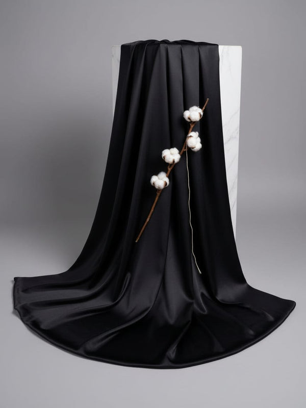 Black Plain Japan Satin Solid Fabric